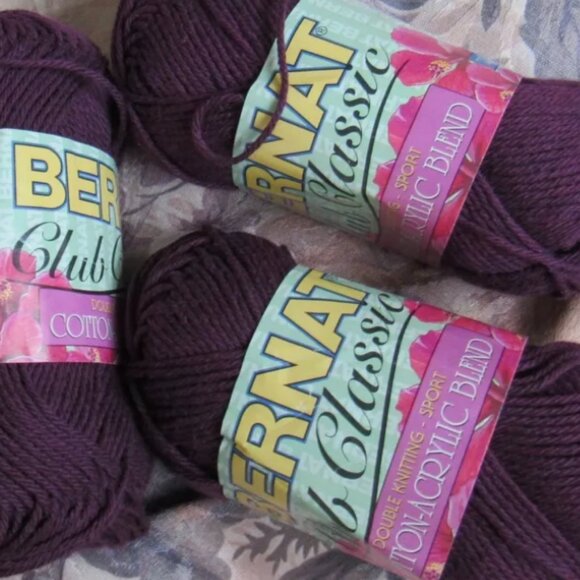 Lot 10 sks Bernat Yarn Club Classic Cotton Blend NEW, Navy & Dark Violet - Picture 2 of 4